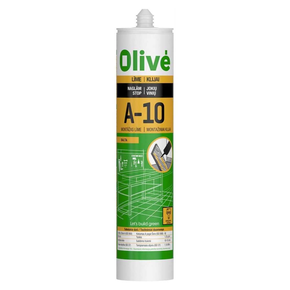 Olive Augstas stiprības montāžas līme A-10 balta 300ml