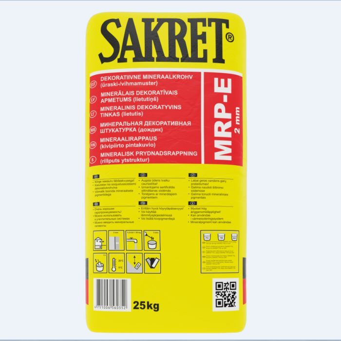SAKRET MRP-E 2mm dekoratīvais apmetums (lietutiņš), 25kg