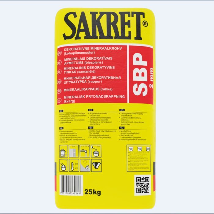SAKRET SBP 2mm dekoratīvais apmetums (biezpiens), 25kg