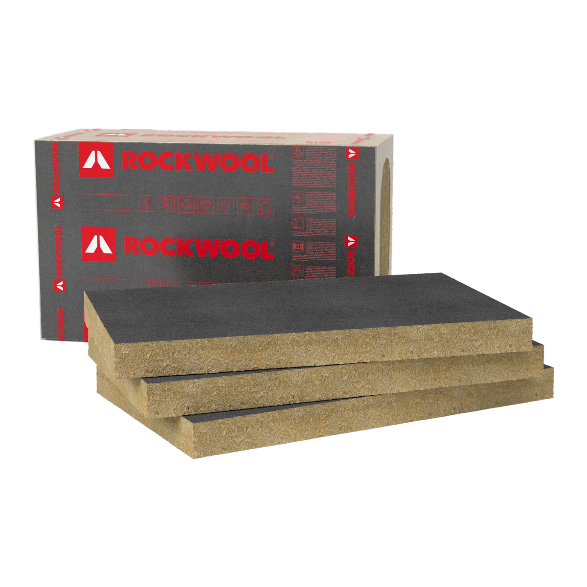 Rockwool Ventirock F Pretvēja izolācijas plāksnēs ar stikla šķiedras auduma pārklājumu, 180x600x1000mm, palete 36m2