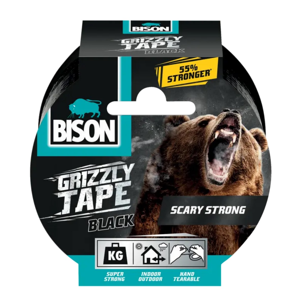 Bison Grizzly Tape Līmlente, melna