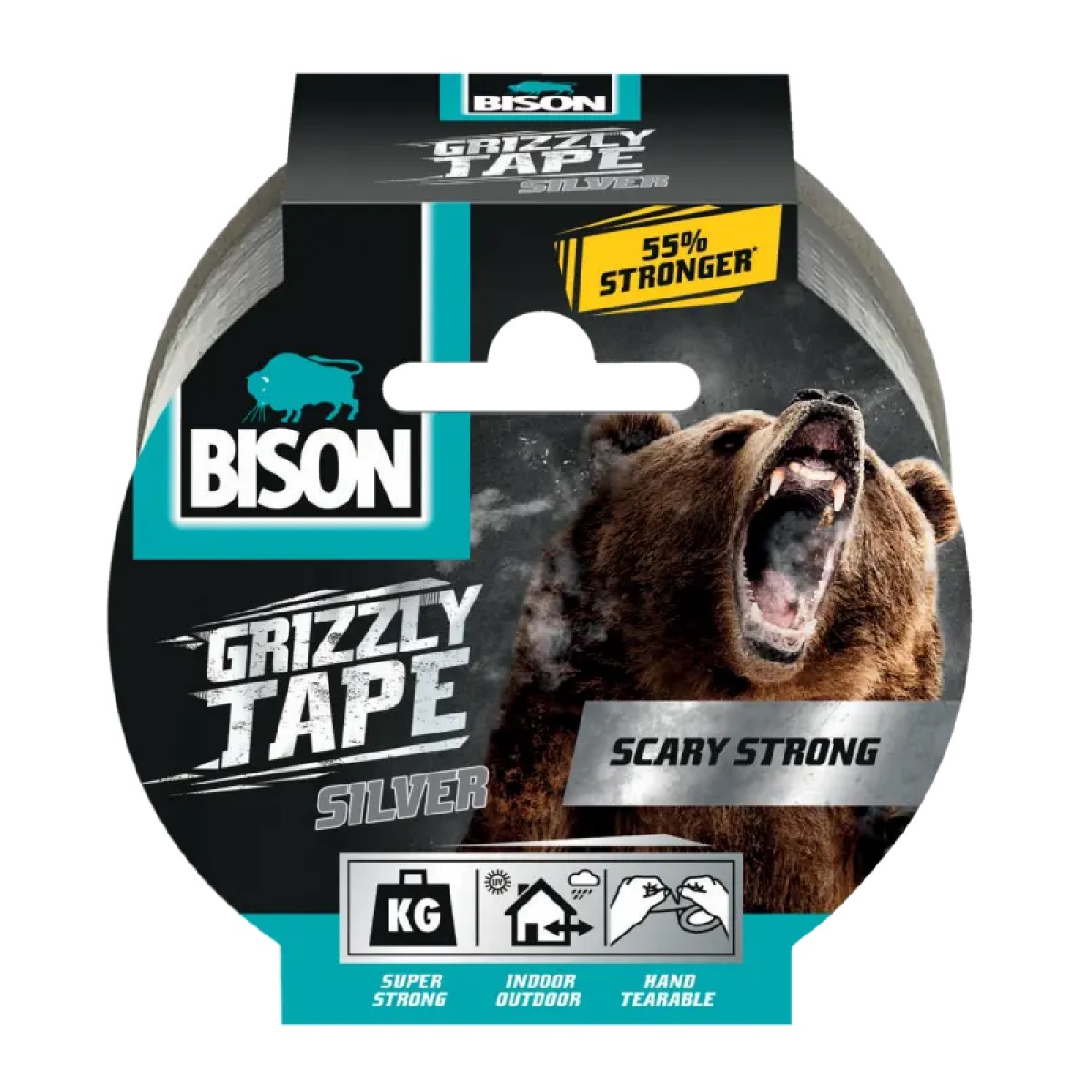 Bison Grizzly Tape Līmlente, pelēka