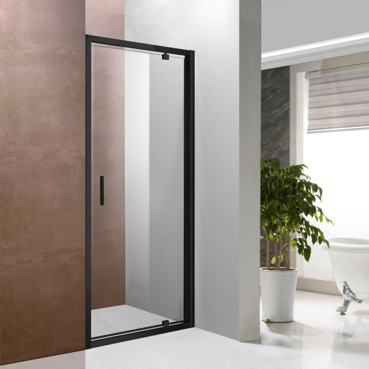 Vento Napoli Dušas durvis, melns profils, caurspīdīgs Easy clean stikls