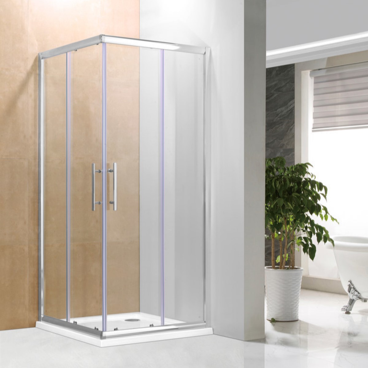 Vento Firenze Kvadrāta dušas kabīne bez paliktņa, hromēts profils, caurspīdīgi Easy clean stikli
