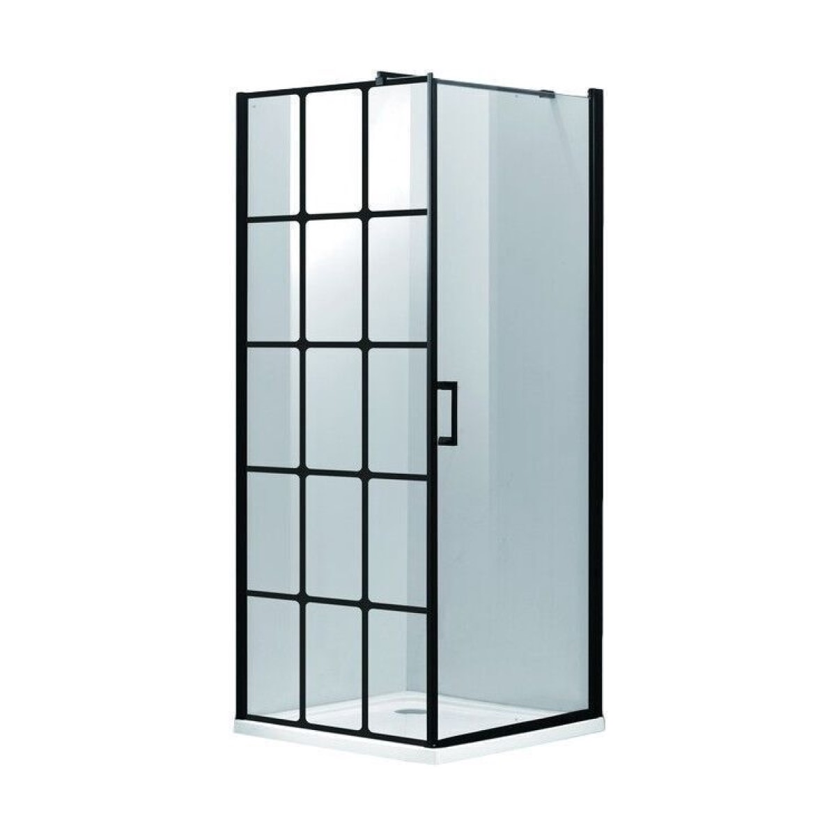 Vento Palermo Kvadrāta dušas kabīne bez paliktņa, melns profils, caurspīdīgi Easy clean stikli
