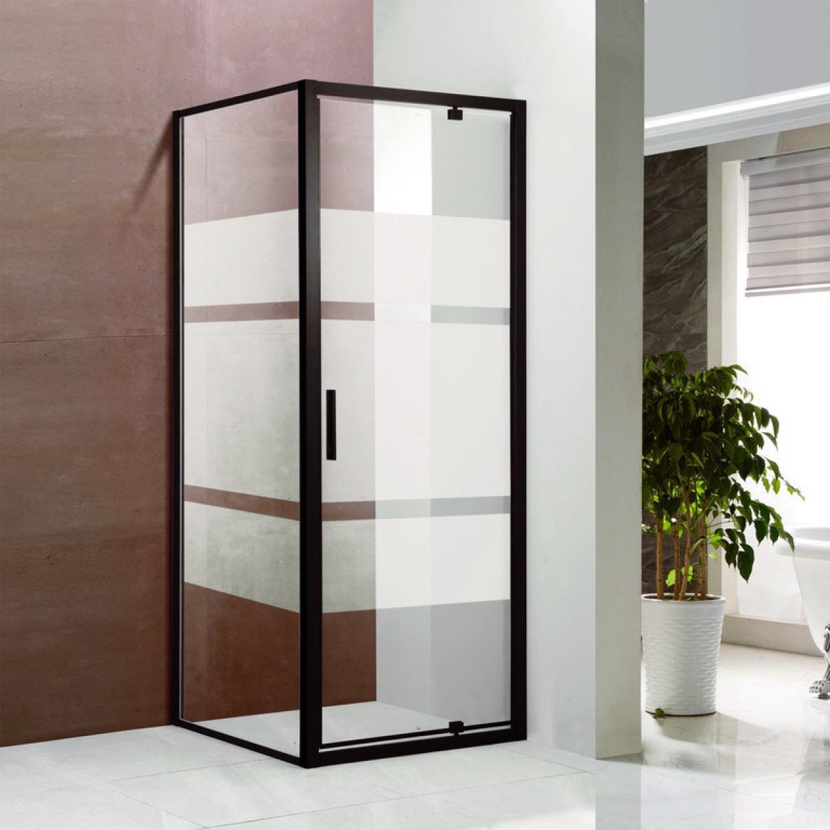 Vento Toskana Kvadrāta dušas kabīne bez paliktņa, melns profils, caurspīdīgi Easy clean stikli