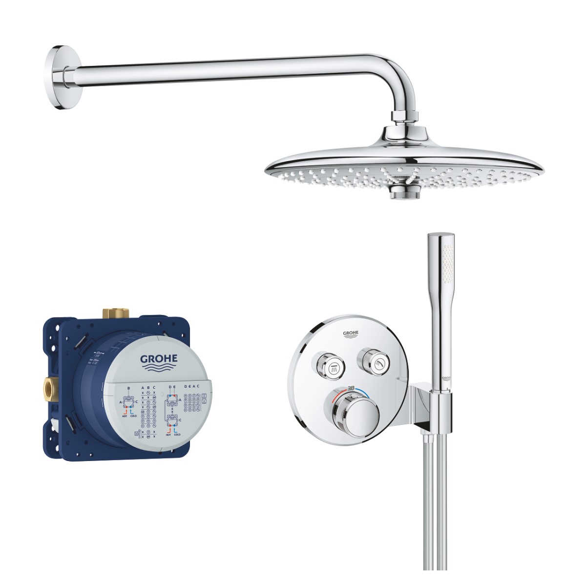 Grohe Grohtherm SmartControl Euphoria 260 Iebūvējama dušas sistēma ar termostatu