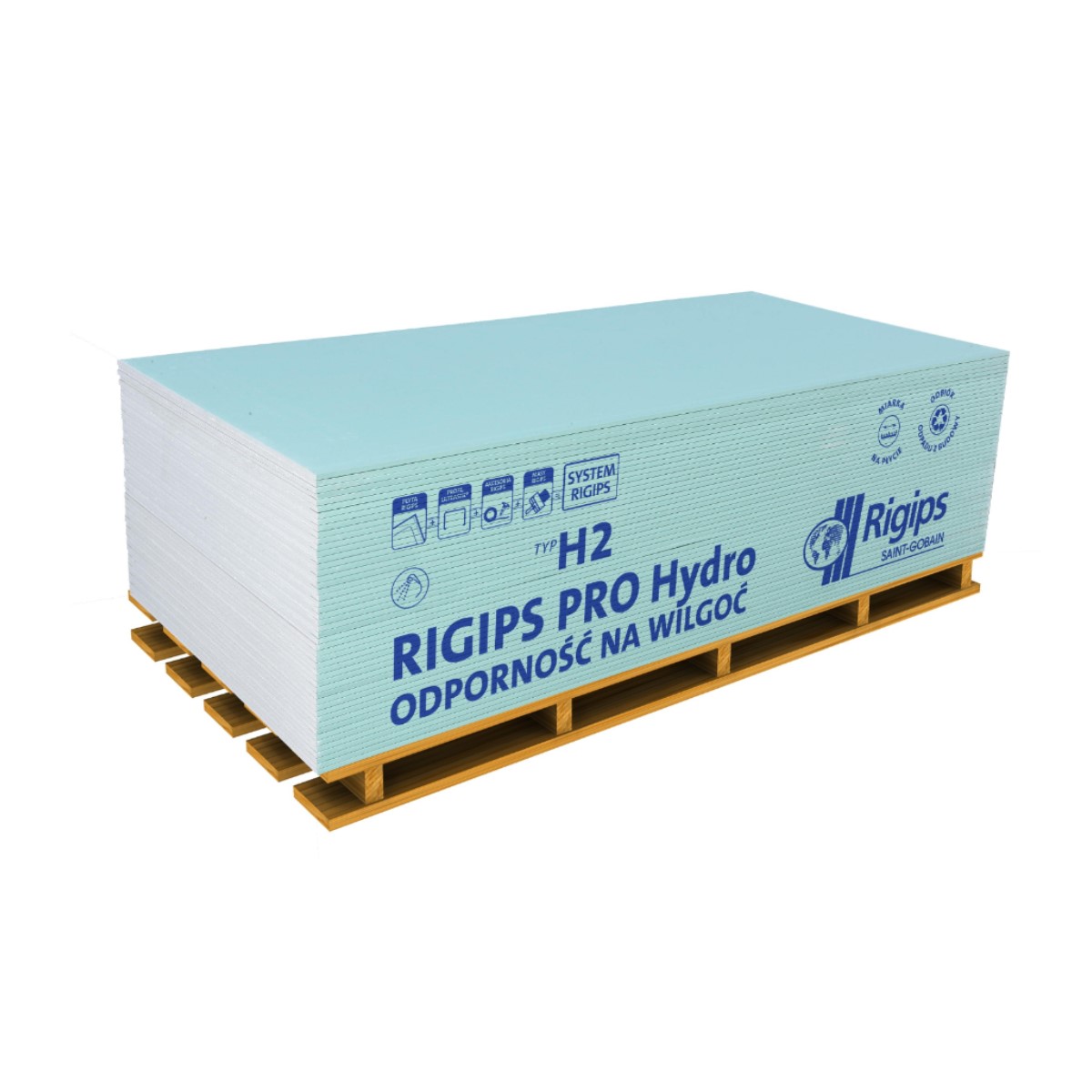 Rigips PRO Hydro Tips H2 - impregnētas ģipškartona plāksnes 12,5x1200x2600mm