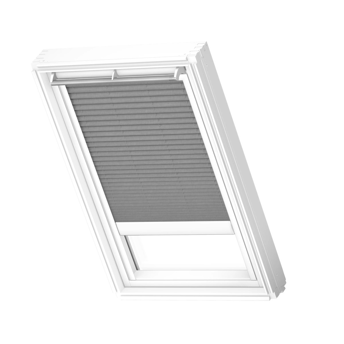 Velux FML Plisētas jumta logu žalūzijas ar elektrisko vadību, ar baltām sliedēm, MK04, 78x98cm, pelēkas