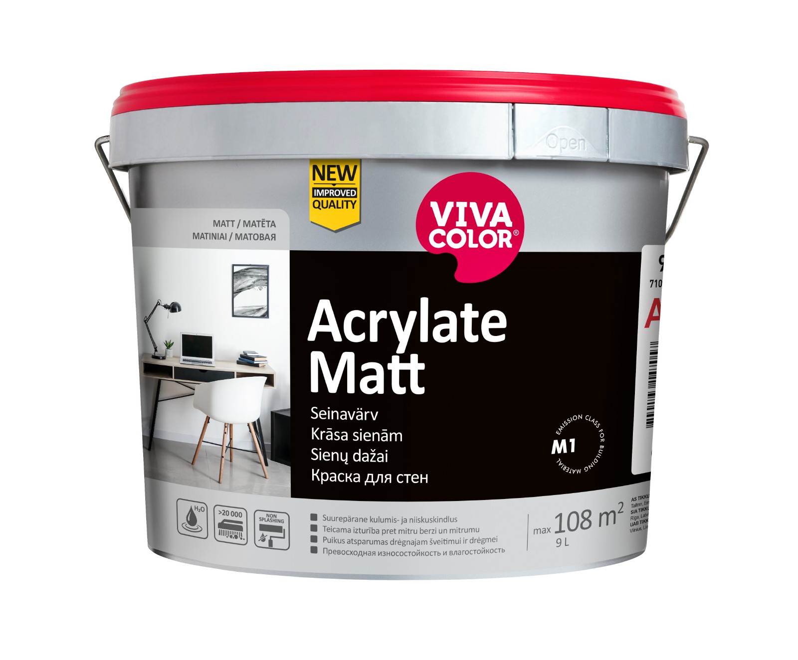 Vivacolor Acrylate Matt A Влагостойкая краска для стен , matēta 9L