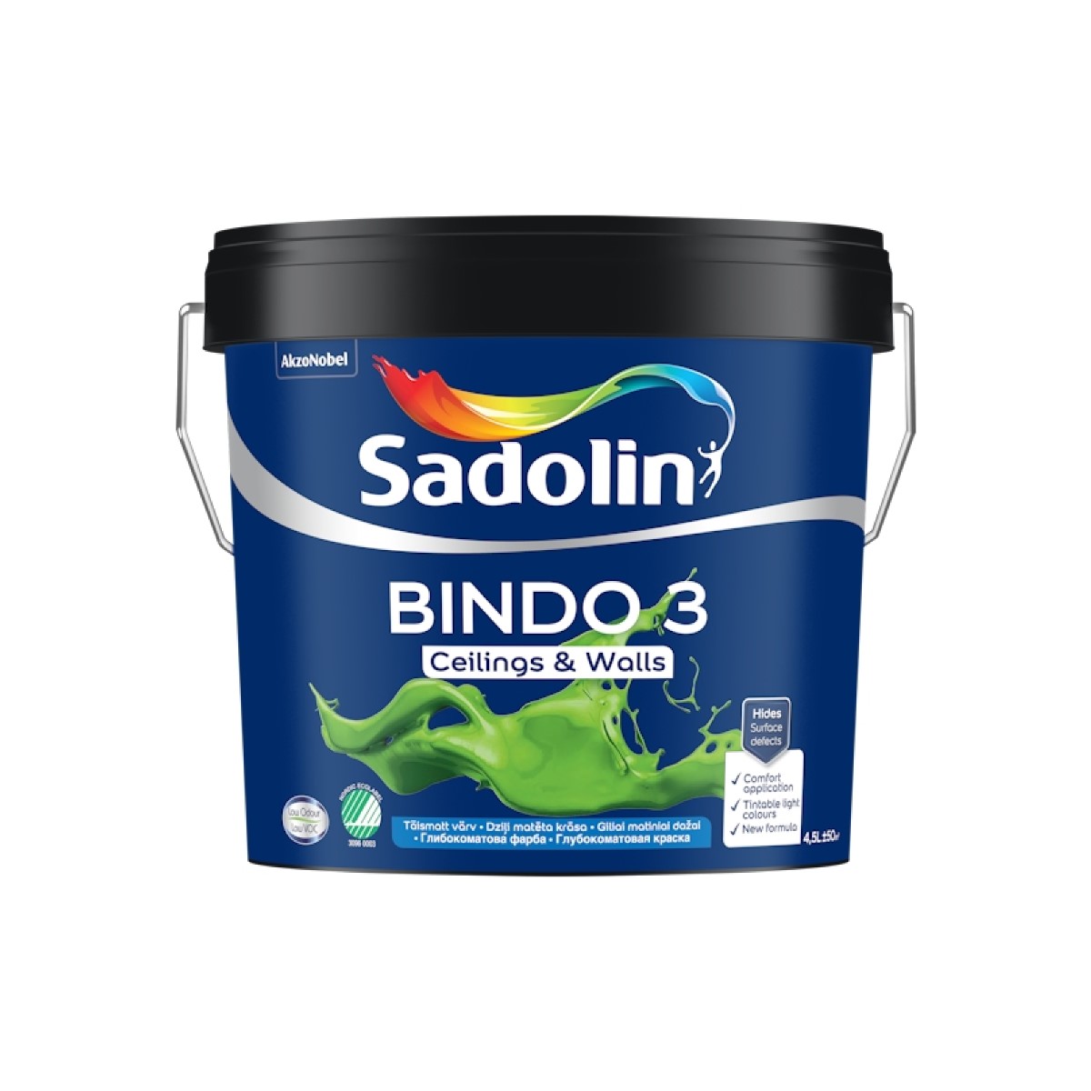 Sadolin Bindo 3 Dziļi matēta krāsa sienām un griestiem BW 4.5L