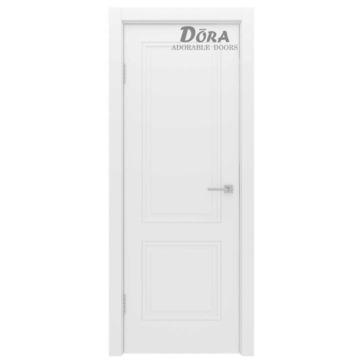 Dora Duo, Balta emalija, krāsotu durvju komplekts - Vērtne, Kārba, 2 Eņģes