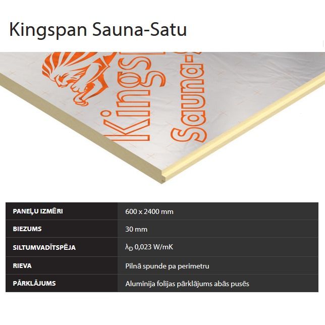 Kingspan Sauna Satu poliuretāna (PIR) paneļi