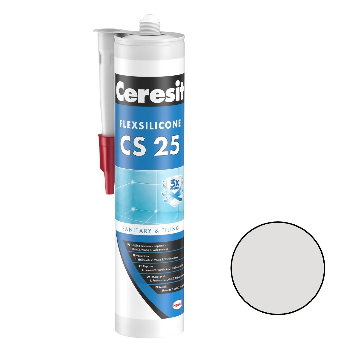 Ceresit CS 25 Sanitārais silikona hermētiķis, 280ml, carrara (03)