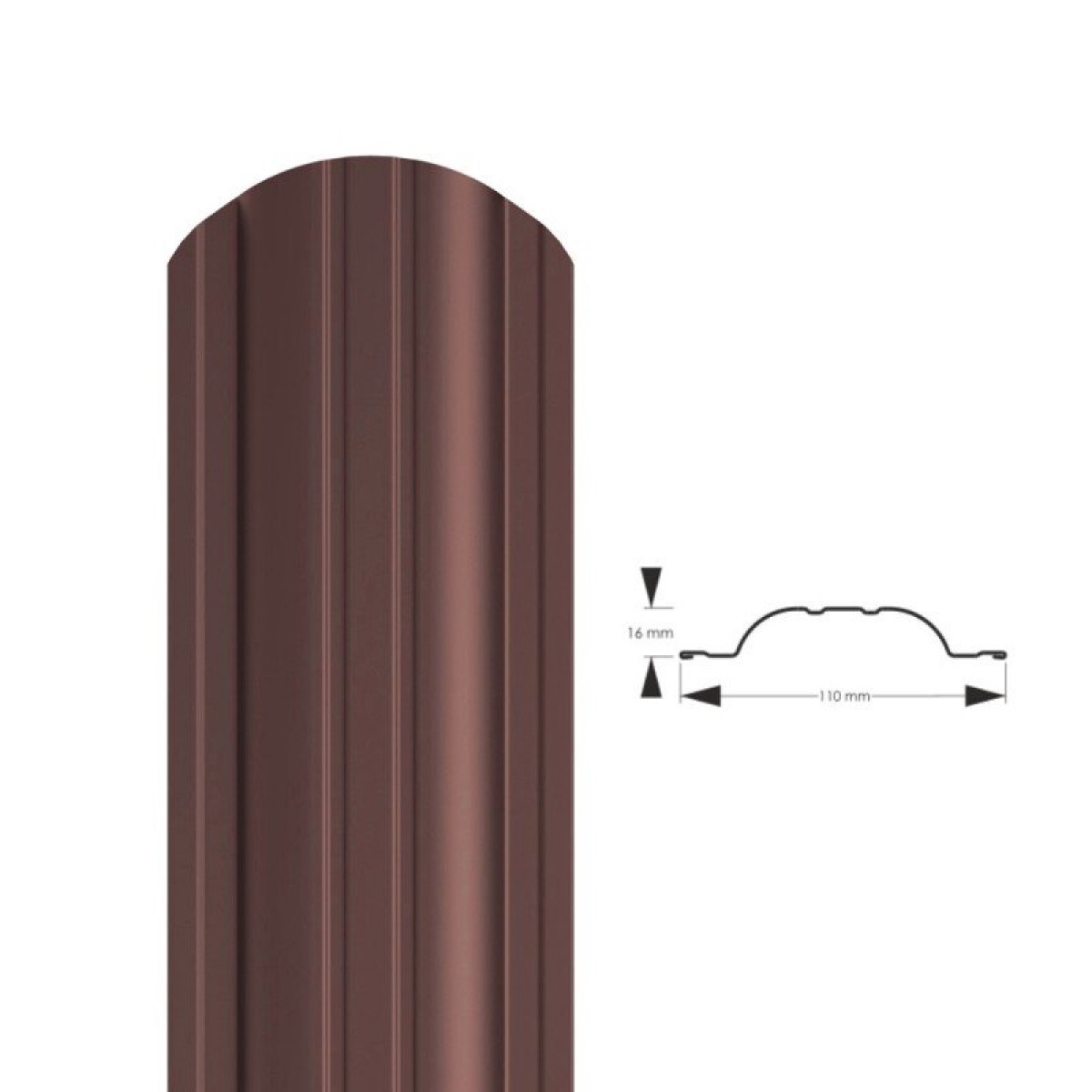 Handbud Polo PMx2 Profilēta metāla žoga štaketas, brūna (RAL8017)