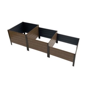 Baumera Klasika Wood Look Trepjveida paaugstinātā dārza dobe, augstums 50-30cm, 225x75 cm, brūna