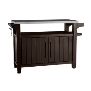 Keter Unity XL Daudzfunkcionāla mantu glabātuve ar galda virsmu, 207L, 134x52x90cm, brūna