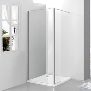 Vento Napoli Dušas siena bez paliktņa, hromēts profils, caurspīdīgs Easy clean stikls, (90+30)x195cm