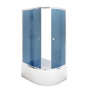 Gotland Eko Dušas kabīne, dziļais paliktnis (40cm), sudraba profils, pelēki stikli, bez sifona, 100x80x195cm, kreisais izpildījums