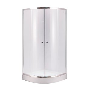 Gotland Eko Dušas kabīne, zemais paliktnis (15cm), sudraba profils, matēti stikli, 80x80x195cm