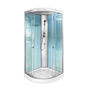 Gotlnad Elsa Slēgtā dušas kabīne, zemais paliktnis (15cm), caurspīdīgi stikli, 90x90x215cm