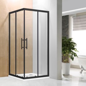 Vento Firenze Kvadrāta dušas kabīne bez paliktņa, melns profils, caurspīdīgi Easy clean stikli, 80x80x195cm