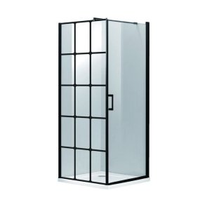 Vento Palermo Kvadrāta dušas kabīne bez paliktņa, melns profils, caurspīdīgi Easy clean stikli, 80x80x195cm