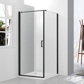 Vento Parma Kvadrāta dušas kabīne bez paliktņa, melns profils, caurspīdīgi Easy clean stikli, 90x90x195cm