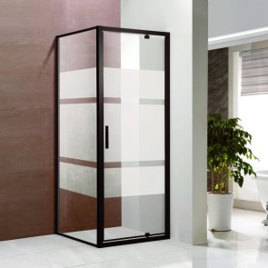 Vento Toskana Kvadrāta dušas kabīne bez paliktņa, melns profils, caurspīdīgi Easy clean stikli, 90x90x195cm