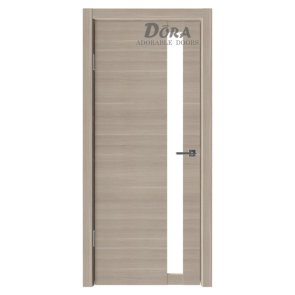 Dora Lido D2, Grafīta ozols, Finierētu Durvju Komplekts - Vērtne, Kārba, 2 Eņģes, Stiklotas, 60x200cm