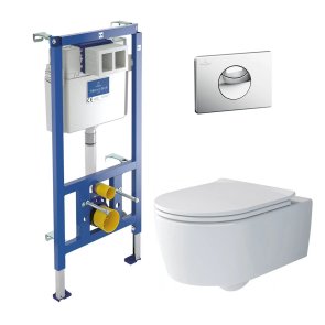 Villeroy & Boch ViConnect komplekts, Soul pods ar SC vāku, taustiņš 100S, hroms, h=1.12m (4656HR01+92230900+92248561