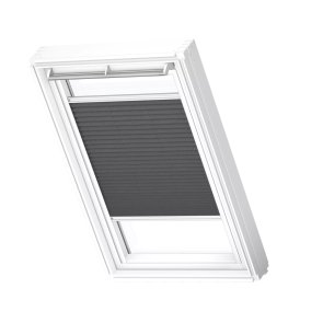 Velux FHL Plisētas jumta logu žalūzijas ar rokas vadību, ar baltām sliedēm, MK04, 78x98cm, grafīta