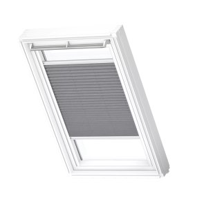 Velux FHL Plisētas jumta logu žalūzijas ar rokas vadību, ar baltām sliedēm, MK04, 78x98cm, pelēkas