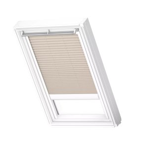 Velux FML Plisētas jumta logu žalūzijas ar elektrisko vadību, ar baltām sliedēm, MK04, 78x98cm, bēšas