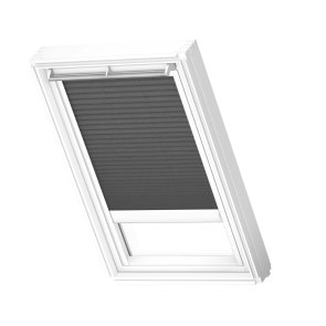 Velux FML Plisētas jumta logu žalūzijas ar elektrisko vadību, ar baltām sliedēm, MK04, 78x98cm, grafīta