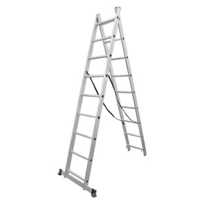 Besk Kombinētās kāpnes, divdaļīgas, alumīnija 2x9 pakāpieni, 6.22m