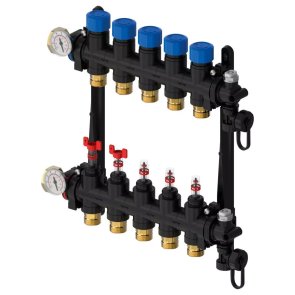 Uponor Vario M Silto grīdu kolektors ar plūsmas mērītājiem FM, 4 cilpas