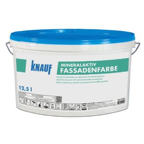 Knauf MineralAktiv Fassadenfarbe Hibrīda fasādes krāsa ar mitruma regulāciju,balta, 12,5L