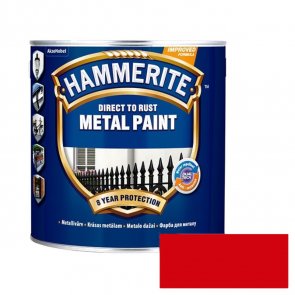 Hammerite Smooth Spīdīga aizsargkrāsa metāla virsmām, gluda virsma, sarkana 2.5L