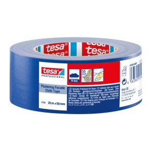 Tesa 4398 Plastering Cloth Tape auduma apmetēju lente ārdarbiem, UV (2 ned.), zila, 50mm x 25m