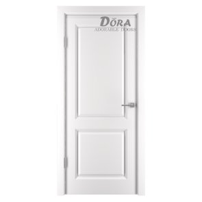 Dora Kvadro, Krāsotu durvju komplekts - Vērtne, Kārba, 2 Eņģes, Balta emalija, 60x200cm