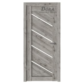 Dora Diagonal-1, PVC Pārklājuma, Durvju Komplekts - Vērtne, Kārba, 2 Eņģes, Ar Polipropilēna Pārklājumu, Rustik ozols, 60x200cm