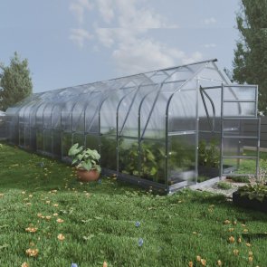 Baumera Klasika STANDART Siltumnīca ar pamatiem un polikarbonāta pārklājumu 6mm, 2.5x10m (25m2)
