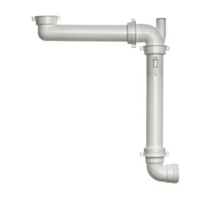 Reginox Panama Minimal Virtuves izlietnes sifons, novirzītais, plastmasas, 1.1/2 collas x 40mm, balts