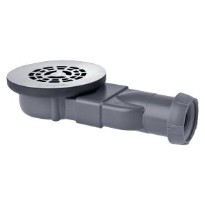 Wirquin Slim Dušas paliktņa sifons ar resti, ar pretsmakas vārstu, plastmasas, d=90x40/43mm, pelēks/hroms