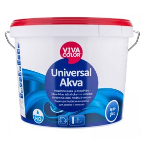 Vivacolor Universal Akva Ūdens bāzes krāsa kokam un metālam, pusspīdīga, bāze A, 2,7L
