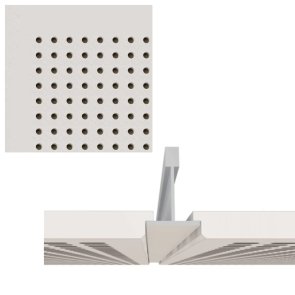 Knauf Danoline Belgravia (E) akustiskie, ģipša, piekaramie griesti, 12.5x600x600mm, S15, Globe