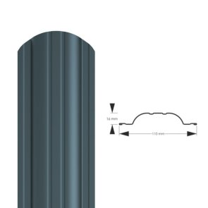 Hanbud Polo PMx2 Profilēta metāla žoga štaketas, antracītas (RAL7016), 1.35m